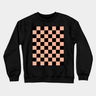 Burlywood and Black Chessboard Pattern Crewneck Sweatshirt